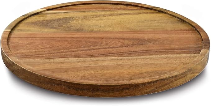 11" Acacia Wood Lazy Susan Organizer Kitchen Turntable by AUAM