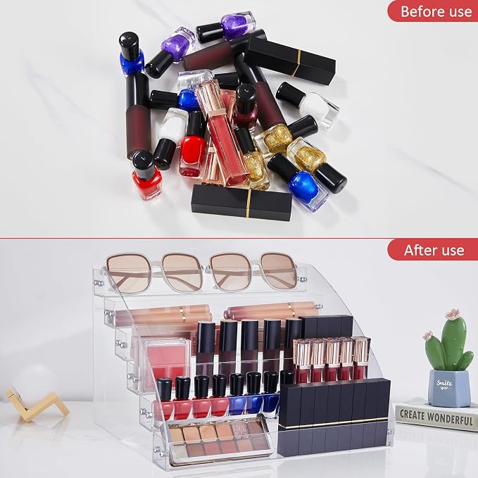 KINGROW Nail Polish Organizer Holder Rack 6 Layers Acrylic Display Rack - Image 3