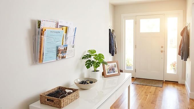 Simple Houseware Clear Wall Mount Single Pocket Hanging File Holder - Image 7