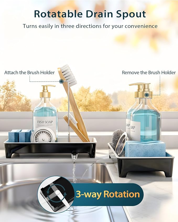 Ceramic-Look Sink Caddy, Rustproof Sponge Holder - Image 7