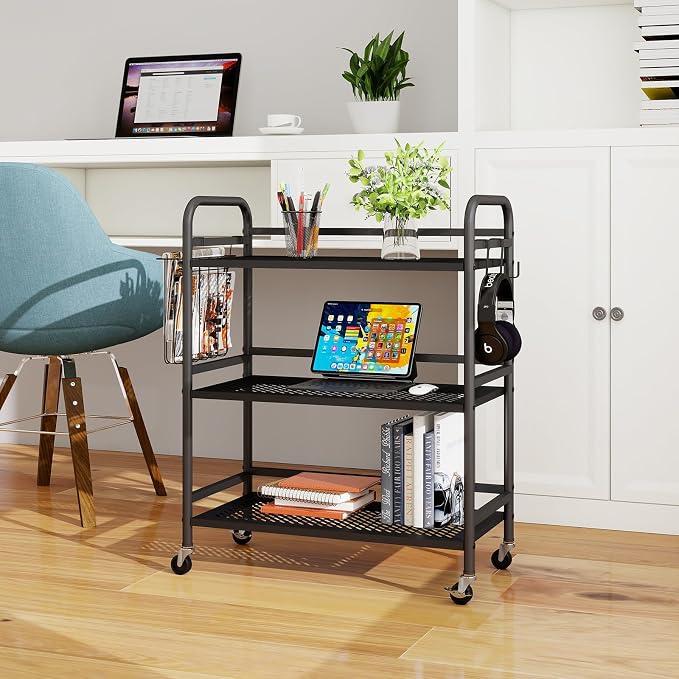 HDANI 3 Tier Metal Mesh Utility Cart, Large Capacity Multipurpose Heavy Vehicle - Image 8