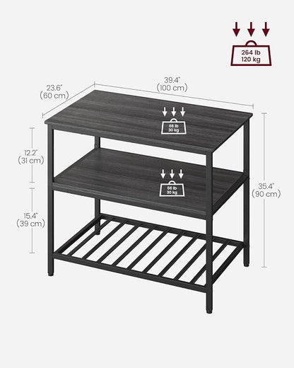 VASAGLE Kitchen Island with 3 Shelves, 39.4 Inches Width Kitchen Shelf with - Image 3