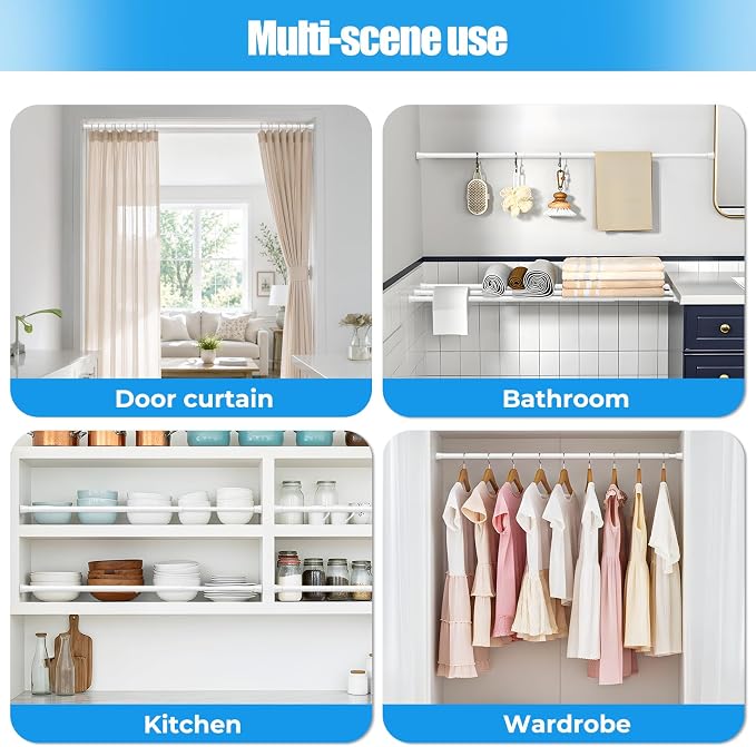 Spring Tension Curtain Rods 28-48 Inch White 2 Pack | No-drill & tool-free - Image 4