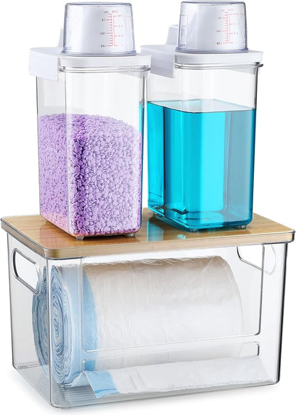 Trash Bag Dispenser Holder, 3-in-1 Laundry Detergent Dispenser Under Sink by YAFFWA