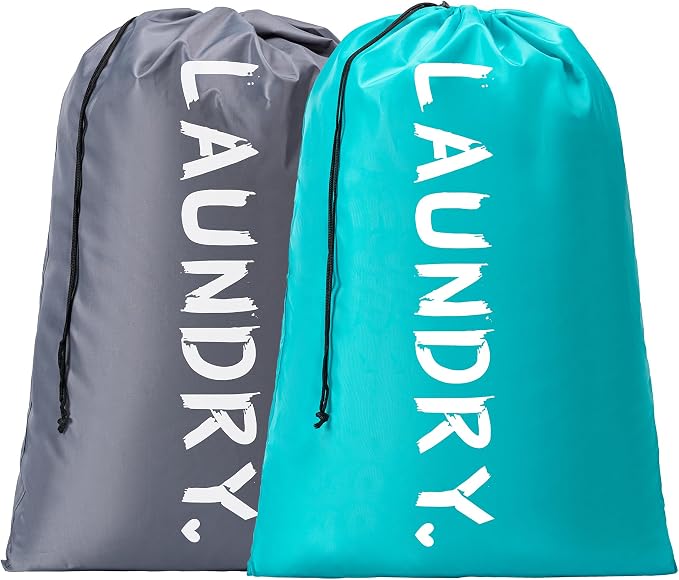 2 Pack 28" x 40"Travel Laundry Bag, Machine Washable Dirty Clothes Organizer by Unknown