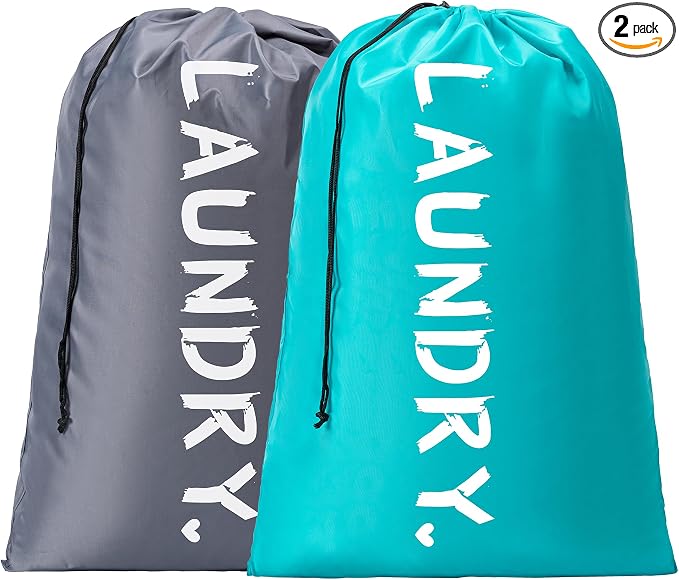2 Pack XL Travel Laundry Bag, Machine Washable Dirty Clothes Organizer by Unknown