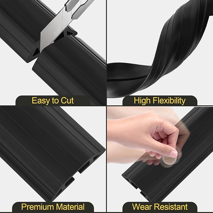 MYFAMIREA 20FT Floor Cord Cover Heavy Duty Cable Cover Protector 3 Channels - Image 4