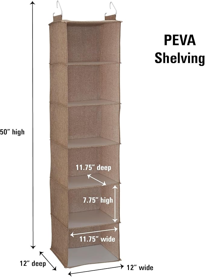 Household Essentials 6 Shelf Hanging Closet Organizer, Hanging Closet Shelf - Image 3