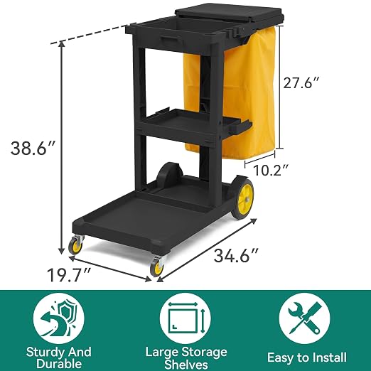 YITAHOME 3-Shelf Cleaning Carts on Wheels, - Image 2