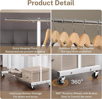 VICERII Clothes Rack, 130LB Capacity Heavy Duty Clothing Rack - Image 4