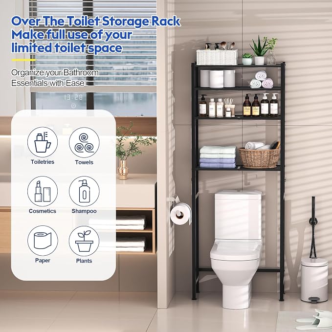 samstar 4 Tier Over The Toilet Storage Rack, Bathroom Organizer Shelves Cabinet - Image 3
