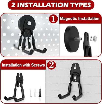 3-H Heavy Duty Magnet Garage Hooks 4 Pack, Large Strong Magnetic Hooks - Image 3
