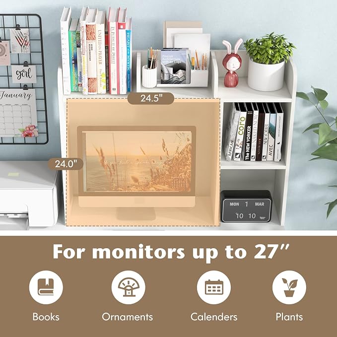 Tangkula Desktop Bookshelf, Countertop Storage Hutch - Image 6