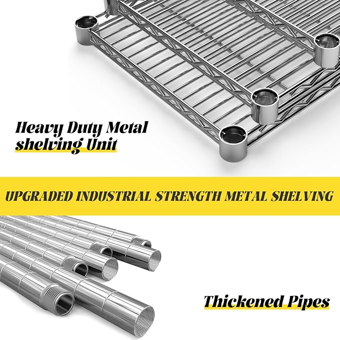 45" W x 20" D x 47" H Heavy Duty Wire Shelving Unit, 3-Tier Utility Storage - Image 5