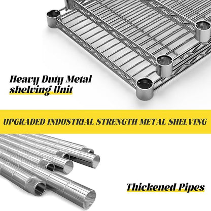 45" W x 20" D x 47" H Heavy Duty Wire Shelving Unit, 3-Tier Utility Storage - Image 5