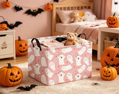 Halloween Basket Cute Baskets for Kids Pumpkin Basket Rectangular Storage Bin - Image 6