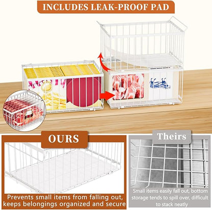 Large Freezer Organizer Bins, Upgrade Quick Expand/Collapse Feature, - Image 4