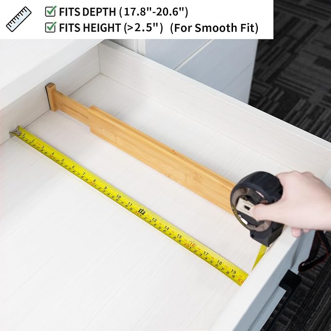 Utoplike 4 pcs Bamboo Kitchen Drawer Dividers Large, Adjustable Drawer - Image 7