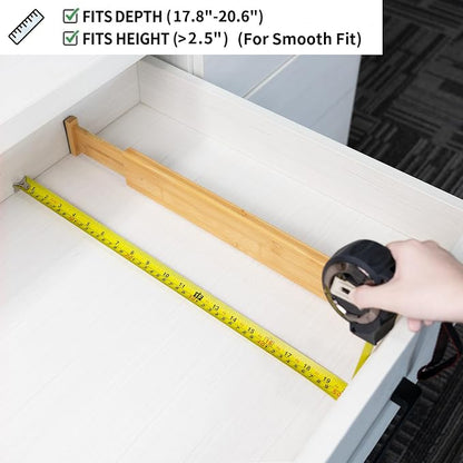 Utoplike 4 pcs Bamboo Kitchen Drawer Dividers Large, Adjustable Drawer - Image 7
