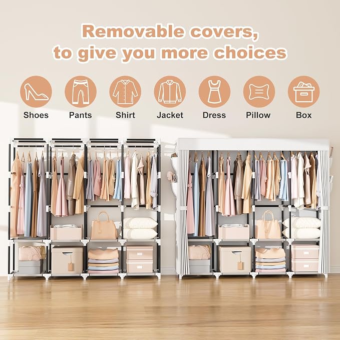 VTRIN Portable Closet for Hanging Clothes 67 Inch Wide Large Capacity Portable - Image 5