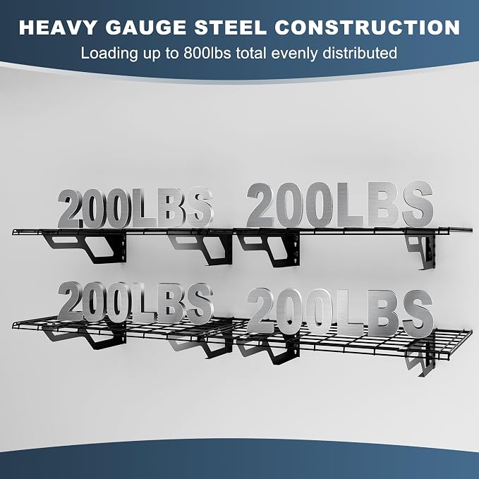 The Atlas 2-Pack 2x6 ft Garage Wall Shelves, 800lbs Heavy Duty Garage Shelving - Image 4