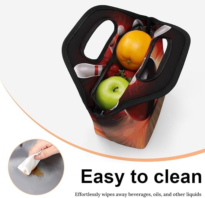 Bowling Ball Lunch Bag Cooler Bag Tote Bags | Reusable Portable Lunch Box - Image 3