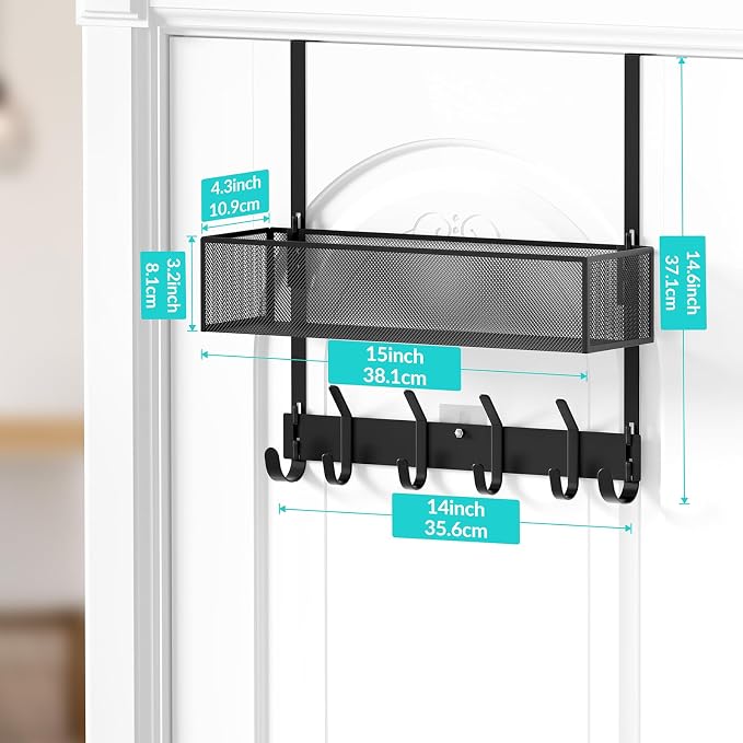 LUCYCAZ Over The Door Hooks Organizer, Back Door Storage - Image 4