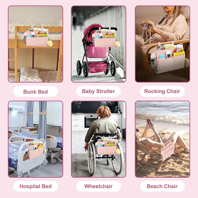 Surblue Bedside Caddy Hanging Bed Organizer Storage Bag Pocket - Image 6