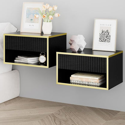 4ever2buy Floating Nightstand Set of 2, Modern Wall Mounted Nightstand by 4ever2buy