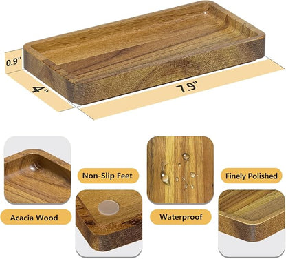 WEENSON Small Acacia Wood Bathroom Vanity Tray - Image 3