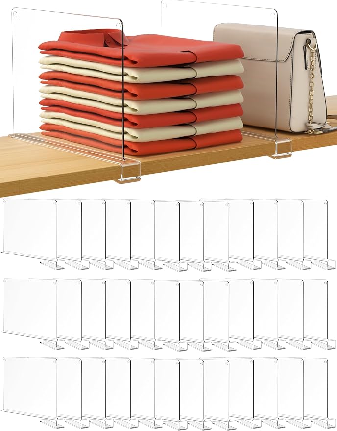 HBlife 36 Pack Clear Shelf Dividers, Vertical Purse Organizer by HBlife