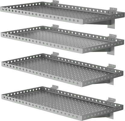 4 Pack Slatwall Shelves, Heavy Duty Grey Metal Slat Wall Shelf by BOBIBAN