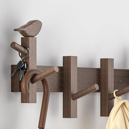 Coat Rack Wall Mount，Solid Acacia Wall Mounted Coat Rack - Image 3