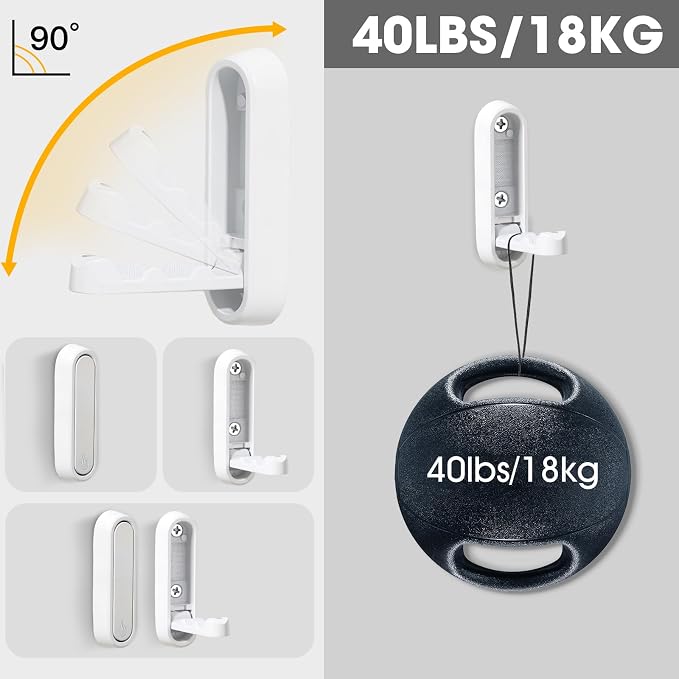 Folding Wall Hooks, 2 Pack, Zinc Alloy, Heavy Duty Coat Hooks | 90° Foldable - Image 4