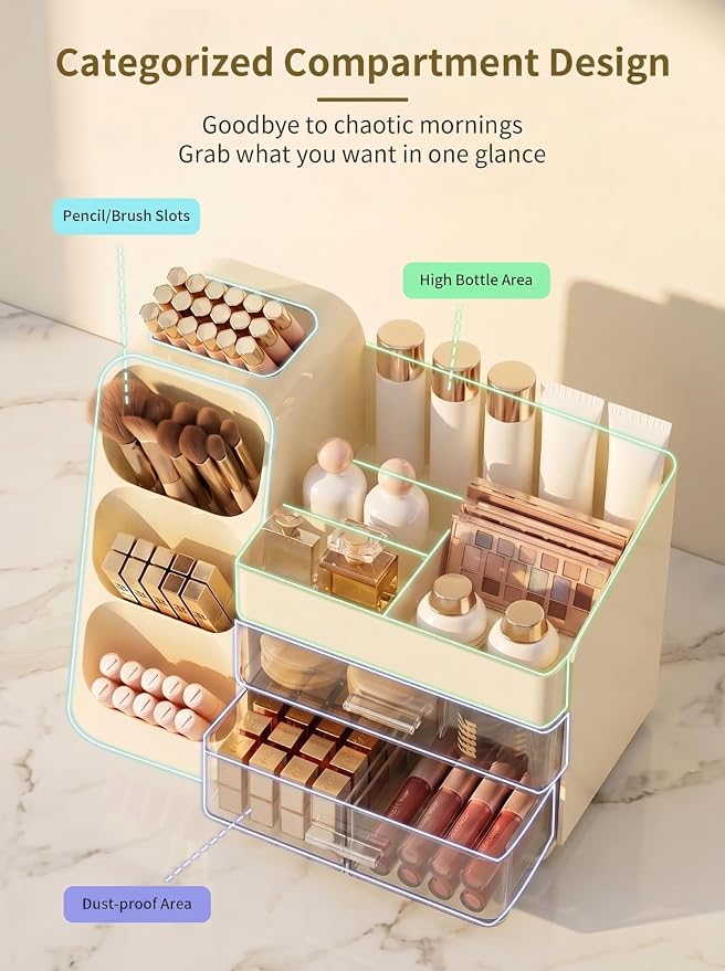 Booklov Makeup Organizer for Vanity, Large Capacity Cosmetic Display Case - Image 3