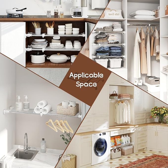 Hershii Expandable Shelf Rod Closet System 5-Bar Telescopic Heavy Duty Clothes - Image 6