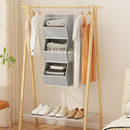 Hanging Closet Organizer 3 Shelf Collapsible Bedroom Closet Organizers and - Image 7