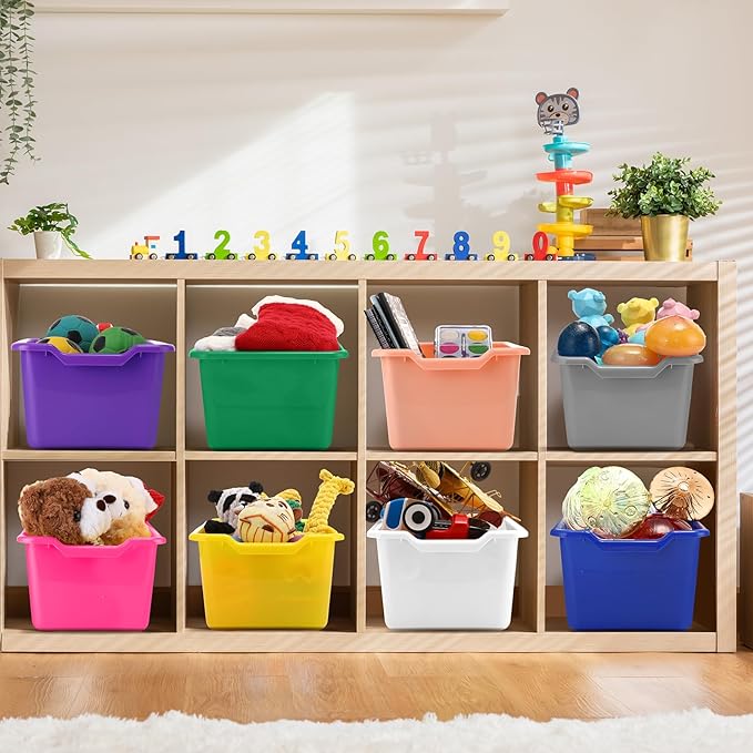 Dandat 24 Pcs Book Bins for Classroom Plastic Cubby Bins Bulk Classroom Storage - Image 5