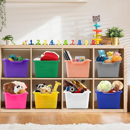 Dandat 24 Pcs Book Bins for Classroom Plastic Cubby Bins Bulk Classroom Storage - Image 5