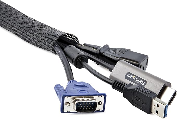 StarTech 10ft Cable Management Sleeve, Trimmable Heavy Duty Cable Wrap - Image 8