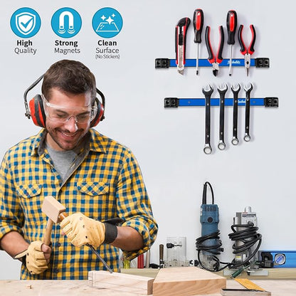 6 Pieces 12" Magnetic Tool Holder Strip, Metal Tool Organizer Rack - Image 2