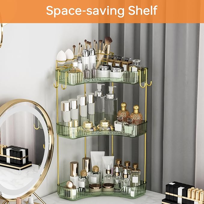 3-Tier Corner Bathroom Counter Organizer，Makeup & Skincare Shelf - Image 4