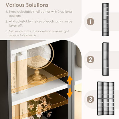 FOTOSOK Bookshelf Bookcase 8-Tier Narrow Bookshelf Tall CD Media Tower Rack | - Image 8
