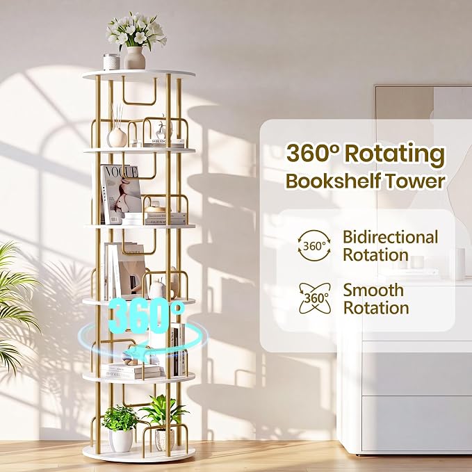 360° Rotating Bookshelf, Revolving Bookcase - Image 4