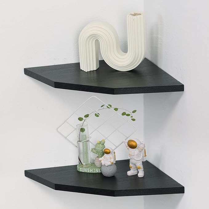 Joiishom Wood Corner Wall Shelves Set of 2, Solid Wood Corner Floating Shelves by JoiishomMakeLifeBetter