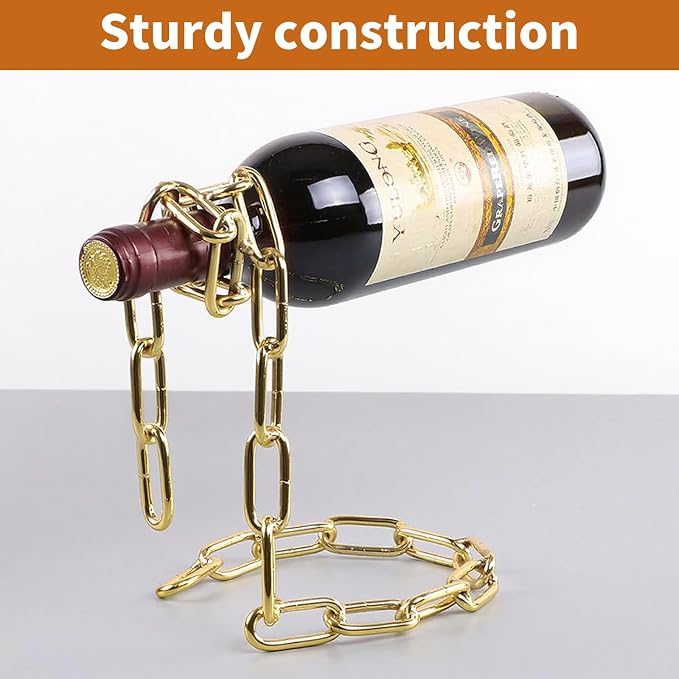 TBWHL Novelty Magic Wine Bottle Holder Floating Steel Link Chain Wine Bottle - Image 4