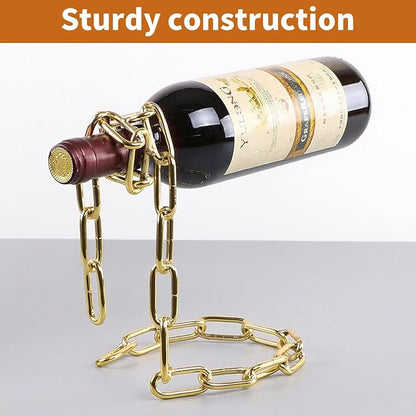 TBWHL Novelty Magic Wine Bottle Holder Floating Steel Link Chain Wine Bottle - Image 4