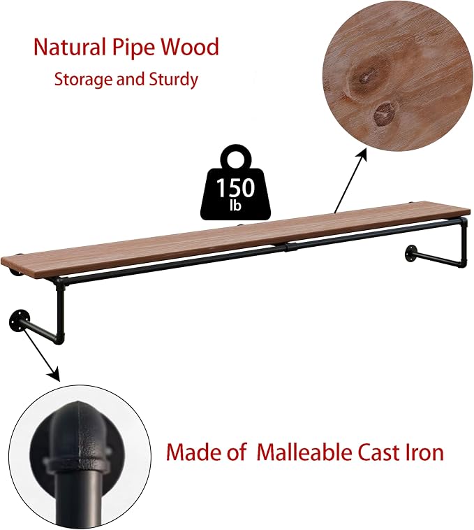 Clothes Rack 70in, Wall Mounted Garment Racks - Image 7