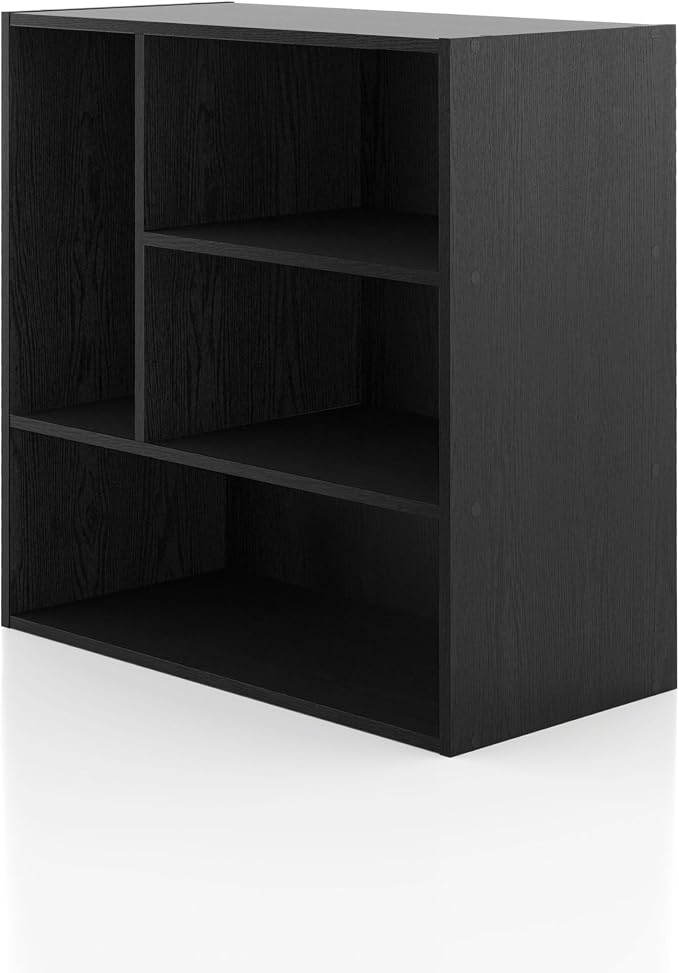 Homes: Inside + Out Apexa 4-Vertical Storage Organizer Shelves, Stackable Wood by HOMESInsideOut