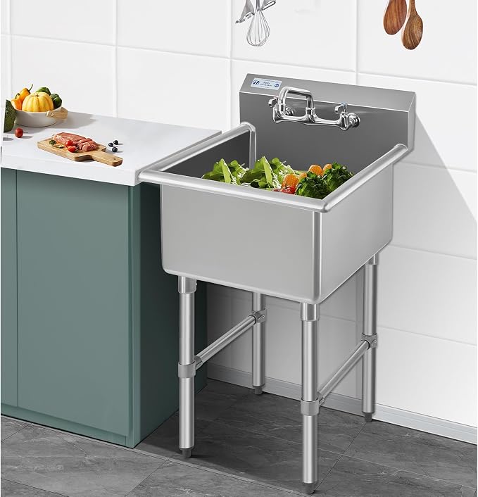 HALLY Commercial Stainless Steel Sink 1 Compartment NSF Prep & Utility Sink - Image 7